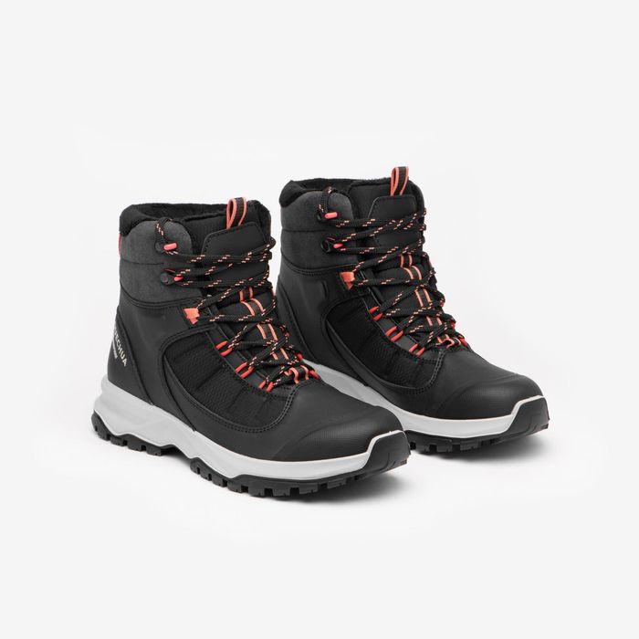 Botas quentes e impermeáveis de caminhada mulher, MH500 preto