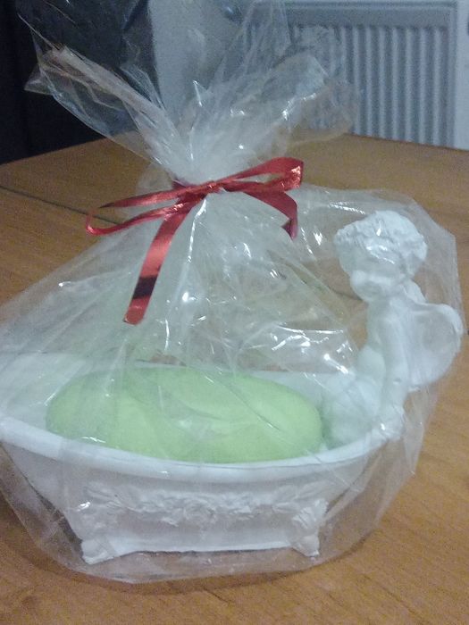 Mydelniczka, Anioł gipsowy , rękodzieło prezent upominek podziękowanie