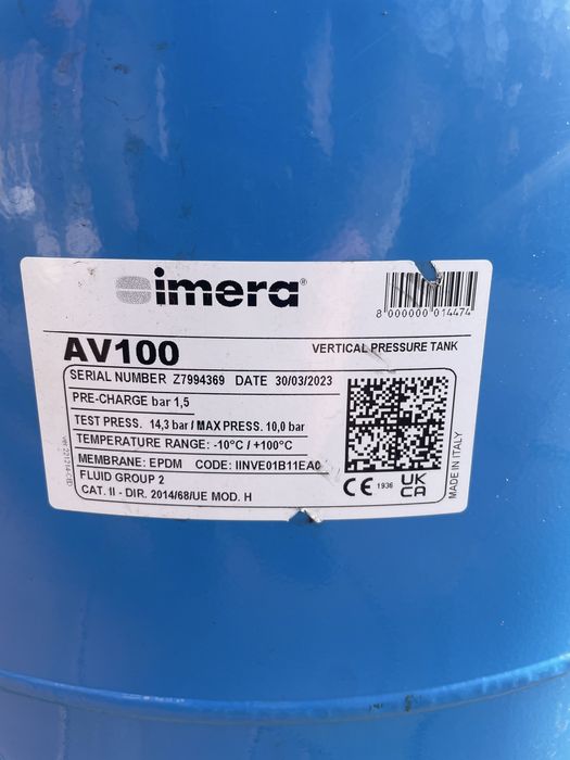 Гідроаккумулятор вертикальний IMERA 100 л без груші