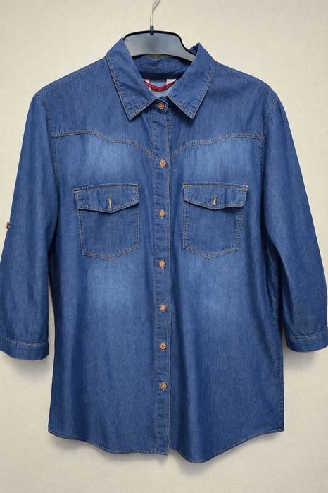 PLUS SIZE Koszula damska jeansowa klasyczna rozmiar  46