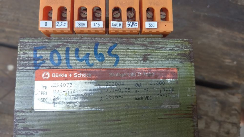 Transformador Bürkle + Schöck Stuttgart 80 D-7000.