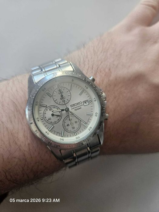 Seiko Chronograph 100M – stalowy zegarek męski – Japoński rynek