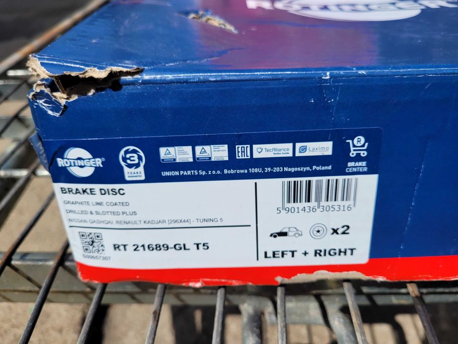 tarcza hamulcowa nissan QASHQAI KADIAR 296X44 X2