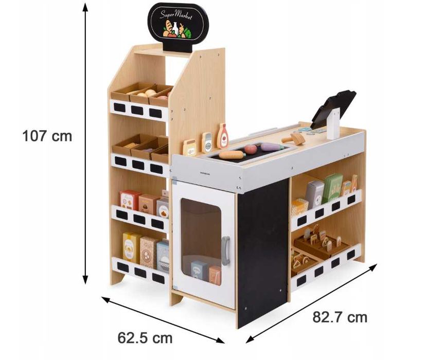 Drewniany Sklep XXL Dla Dzieci Warzywniak Stragan Z Kasą - WYPRZEDAŻ