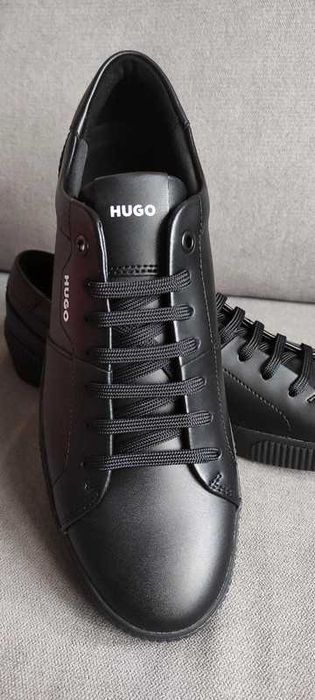 Nowe, skórzane sneakersy Hugo męskie czarne, r. 42