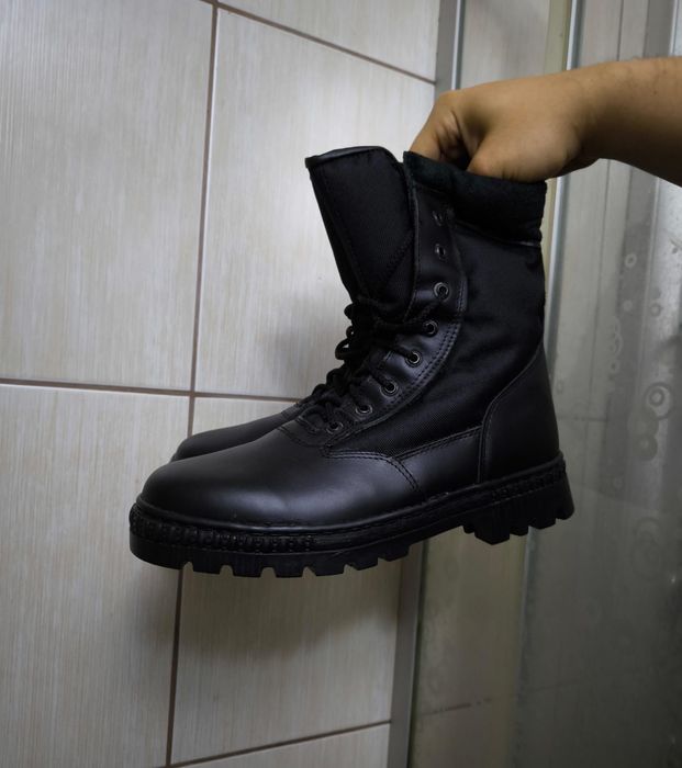 Męskie Buty  41 Taktyczne Wojskowe GROM Skóra + Cordura Czarne Glany / Militarne Stan BDB