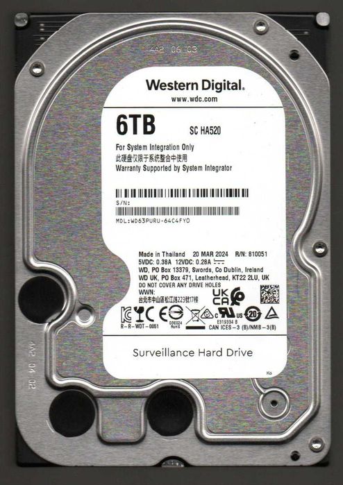 Disco HDD 6TB WD Purple - Western Digital - NOVO