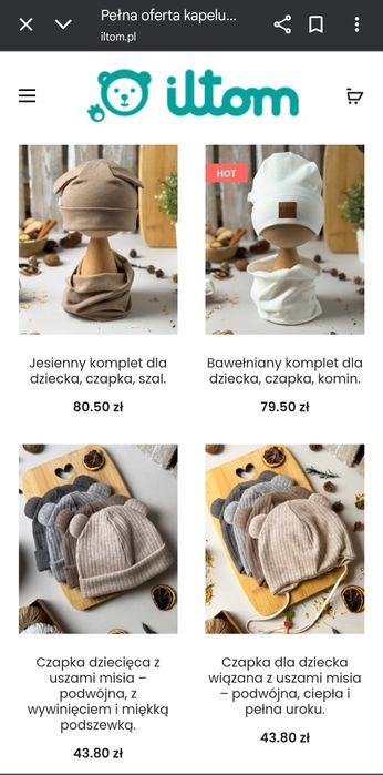 Czapka iltom 38/39cm obwód głowy jesień/zima