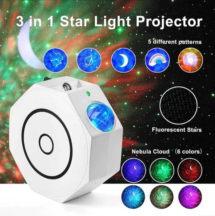 Музичний нічник-проектор зоряного неба Octagon Star Projector + пульт