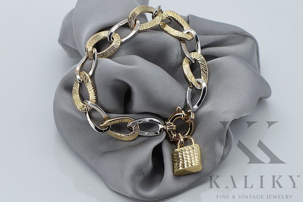 Złota bransoletka 14k 585 z zawieszką kłódką cfb025yw&cpn057y Wrocław