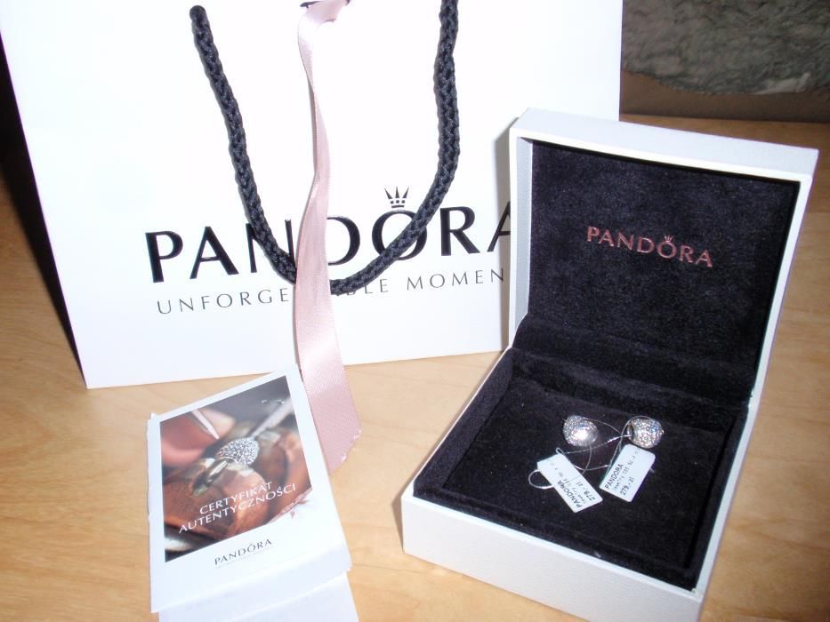 PANDORA CHARMS białe serce Pave 791052CZ dwie sztuki NOWE ORYGINAŁ