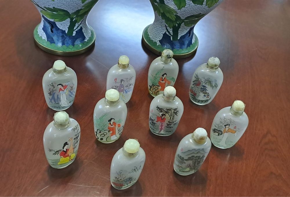 Coleção de frascos Rapé em vidro pintados a mão