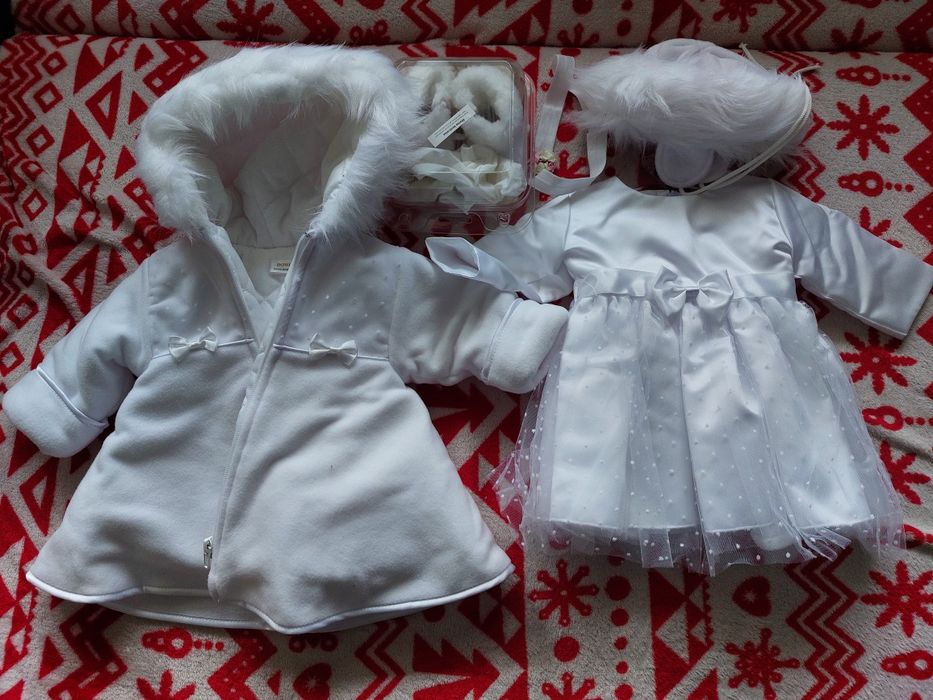 Ubranko zimowe do chrztu dla dziewczynki 62