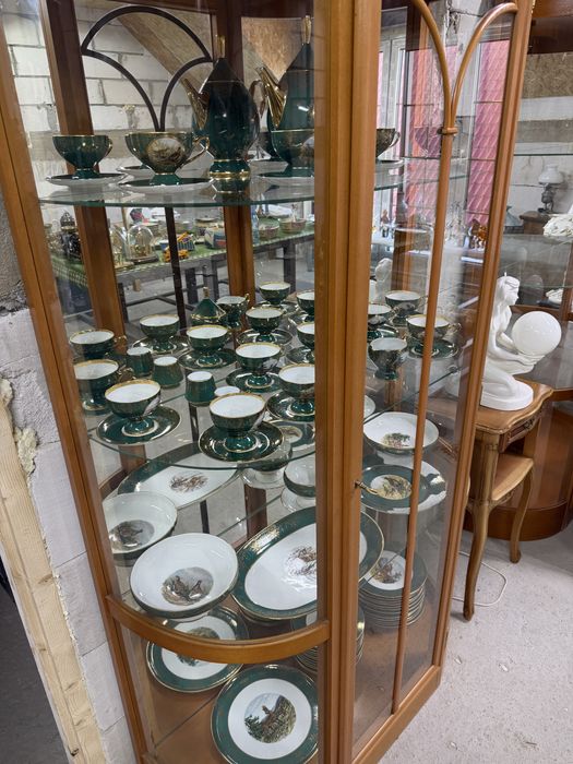 Serwis porcelanowy myśliwski kawowy Bavaria ręcznie złocony jeleń kozioł bażant filiżanka
