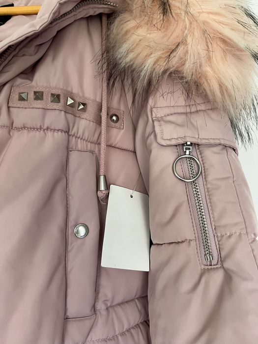 Kurtka zimowa z futerkiem, długa płaszcz, damska