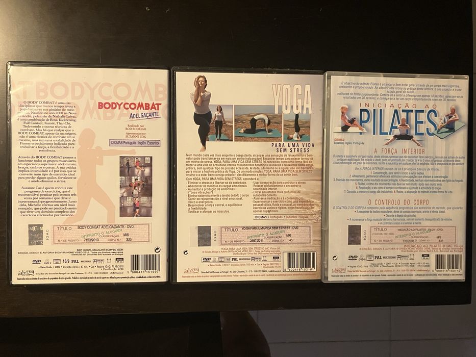 3 DVDs Yoga, Fitness e Body Combat