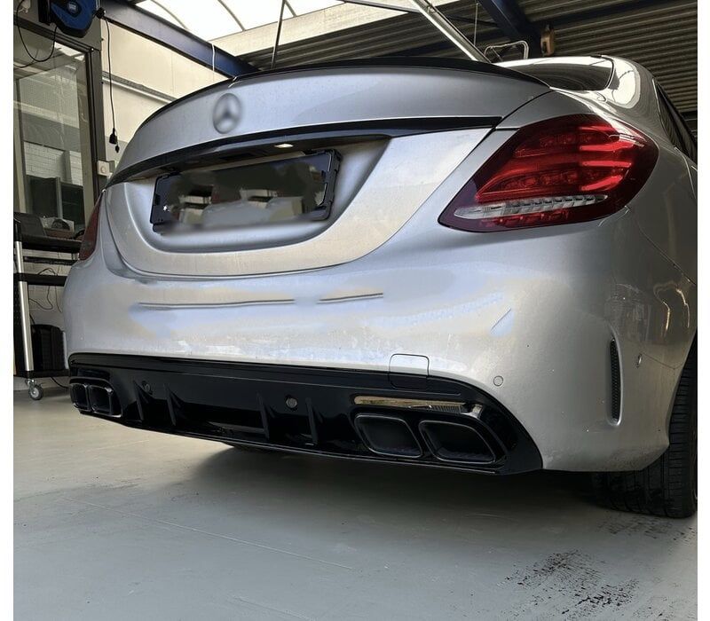 Mercedes W205 C205 Dyfuzor Tylnego Zderzaka Spoilery Czarny Połysk