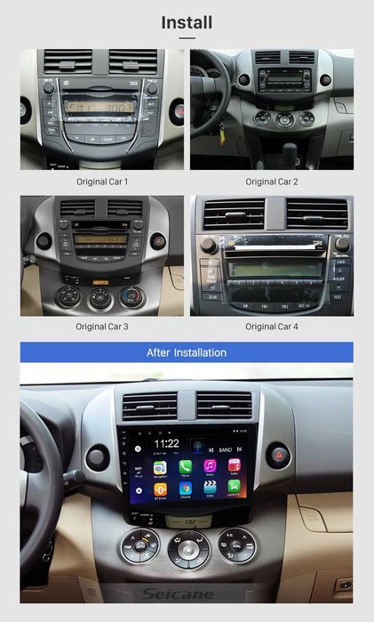 Android radio 9 " CarPlay Nawigacja gratis ramka RAV4