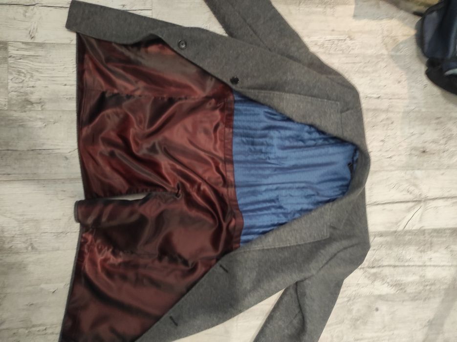 Szary/siwy męski płaszcz