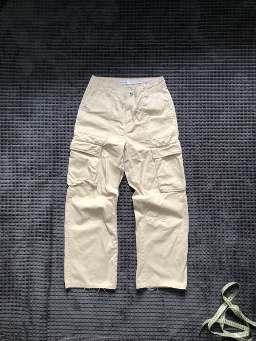 Bershka medium rise cargo straight XS/S/M карго штаны брюки женские бе