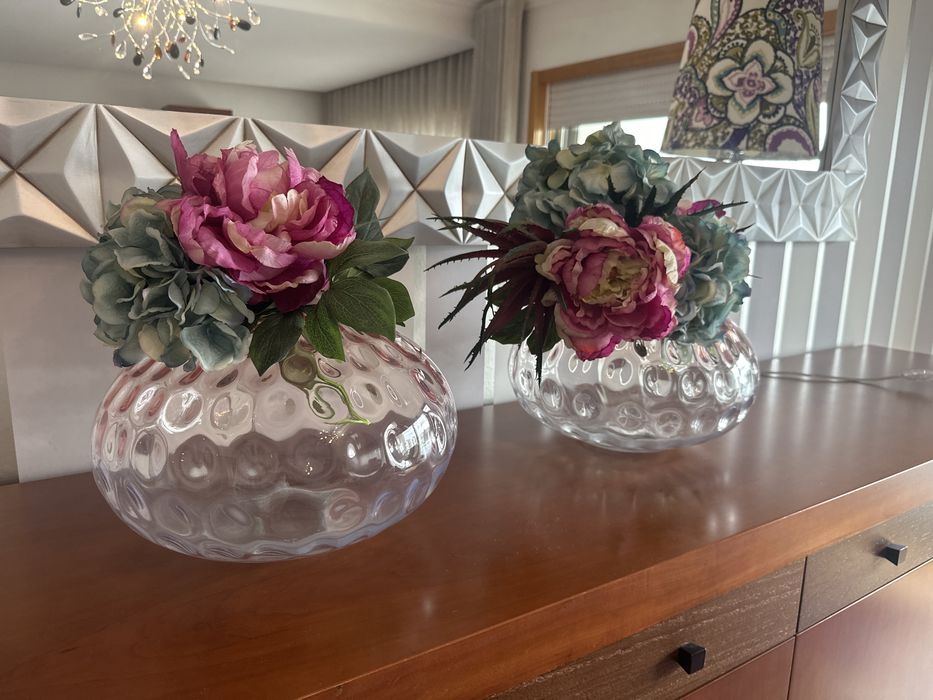 2 x Vaso vidro rosa decorativo