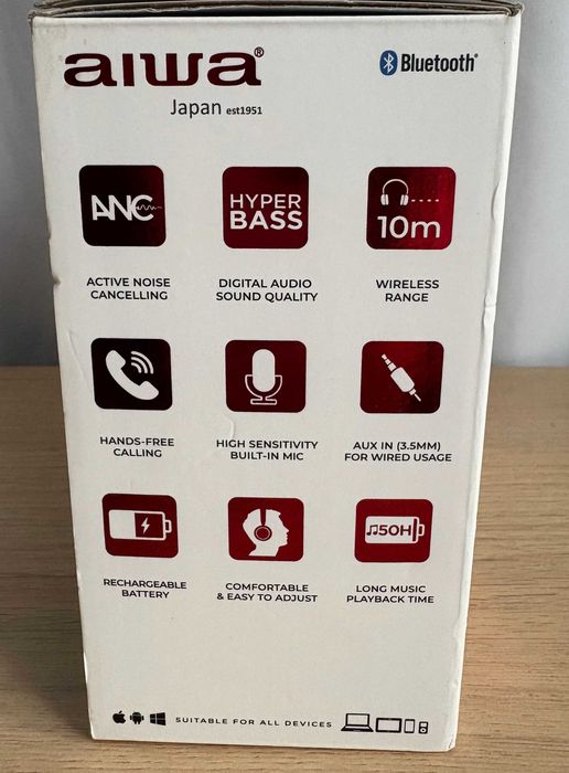 Słuchawki bezprzewodowe Aiwa HST-220BT Nauszne Bluetooth 5.4 Czarne