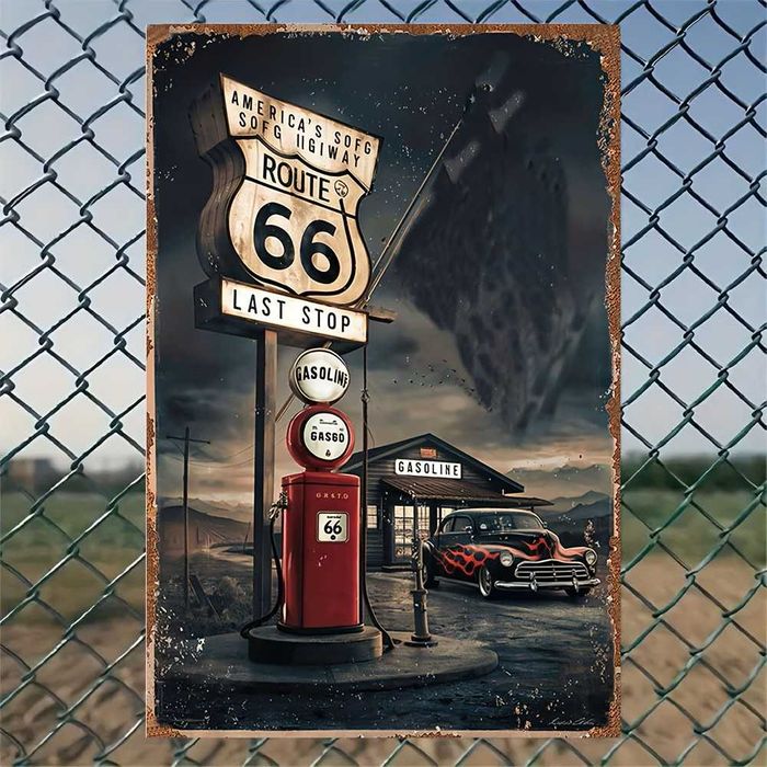 Vintage Metalowa Tablica Route 66