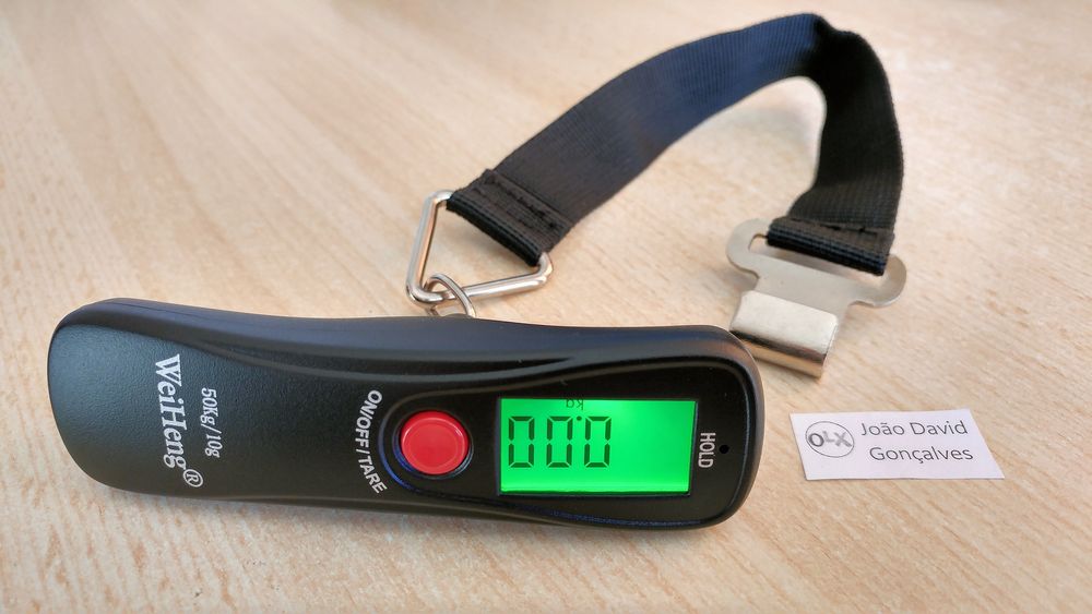 Balança digital portátil mão c/ gancho para bagagem, viagem, animais