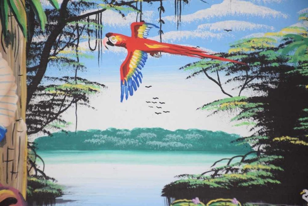 Quadro pintado pelos índios da Amazónia brasileira (assinado pelo autor)