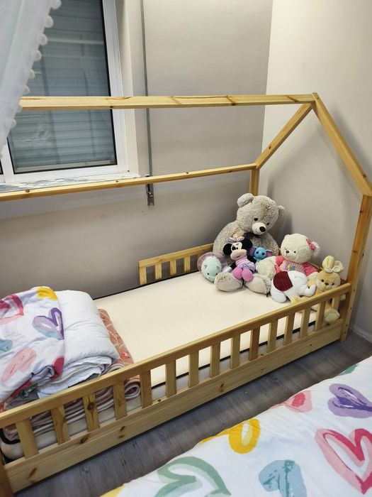 Cama Montessori 190x90 com estrado duplo e colchão