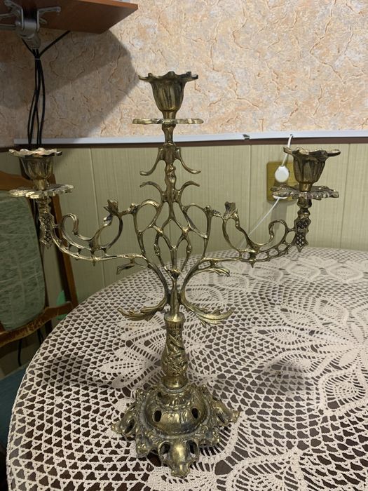 Бронзовий канделябр, подсвечник, ручная работа, редкий  декор для дома