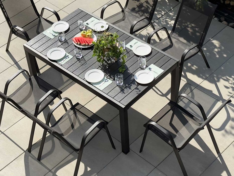 Zestaw Ogrodowy ROZKŁADANY Deska Stół 6+1 na Taras Balkon 150-200