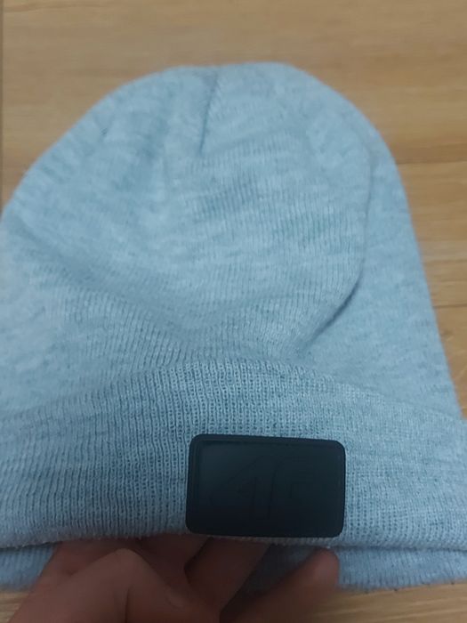 Damska Czapka bawełniana szara Beanie marka 4F