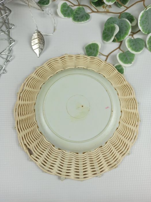 Vintage Okrągły Biały Ażurowy Koszyk Boho PRL 19 cm