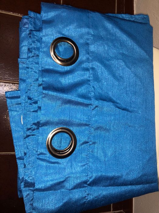 Cortinas tecido grosso azuis como novas