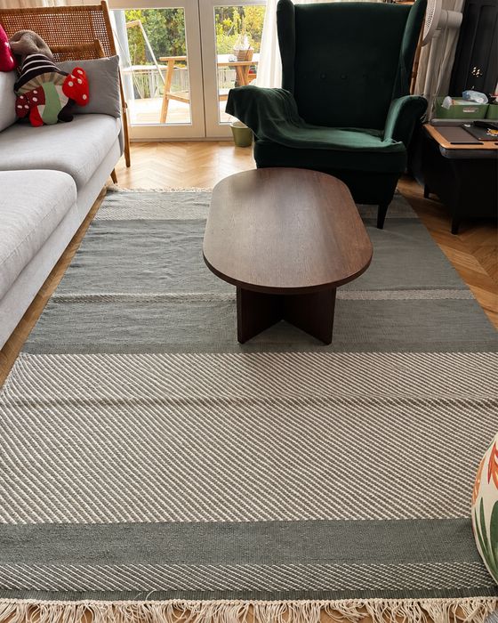 Wełniany dywan Linie Design Green Unit 170x240 cm ręcznie tkany scandi