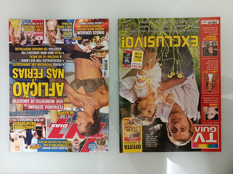 Revistas: Caras, VIP, TV 7 Dias, TV Guia, TV Mais