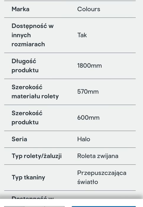 Roleta materiałowa kolor szary 60cm NOWA