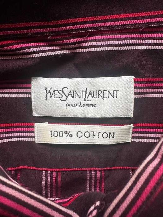 Yves Saint Laurent YSL Koszula Vintage 90s Premium 100% Bawełna Paski Logo Rzadki Model
