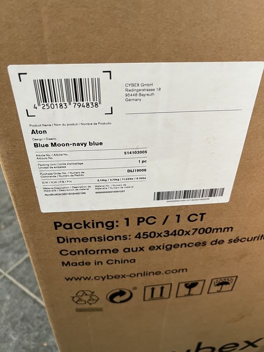 Cybex Aton Blue Moon-navy blue автокрісло і база Aton Base-fix SL
