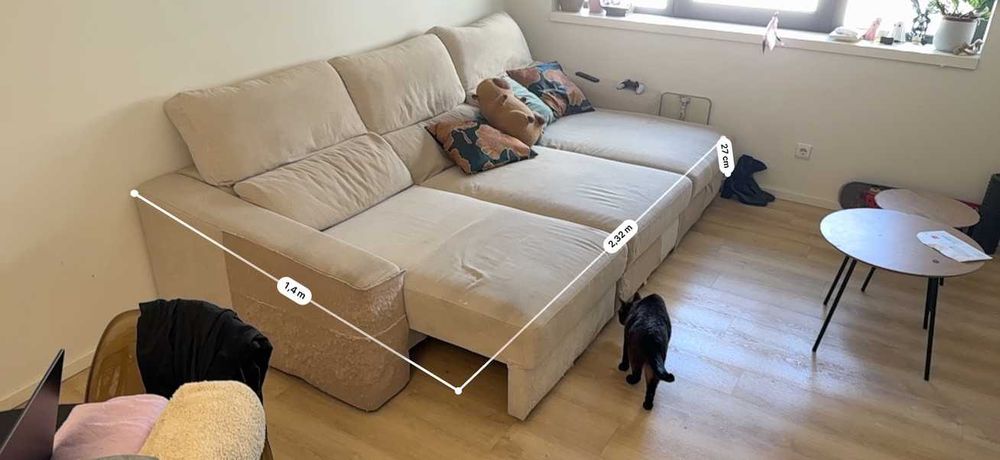 Sofá Gato Preto (Modelo Keen) - Extensível e c/ Arrumação