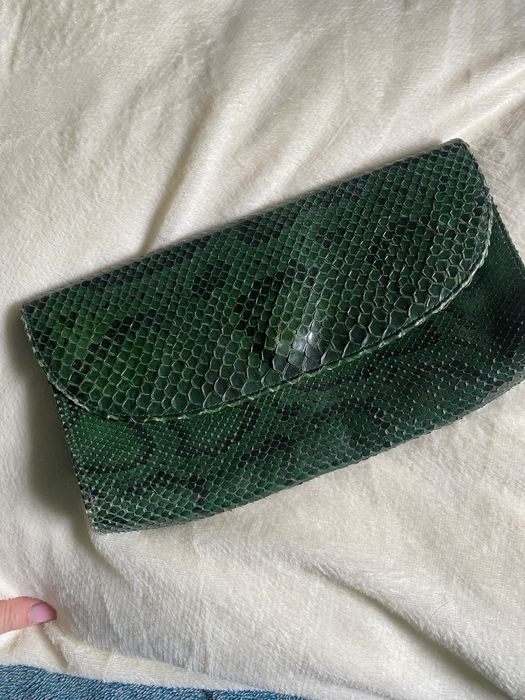 Зелена Сумка клатч шкіра зміі
