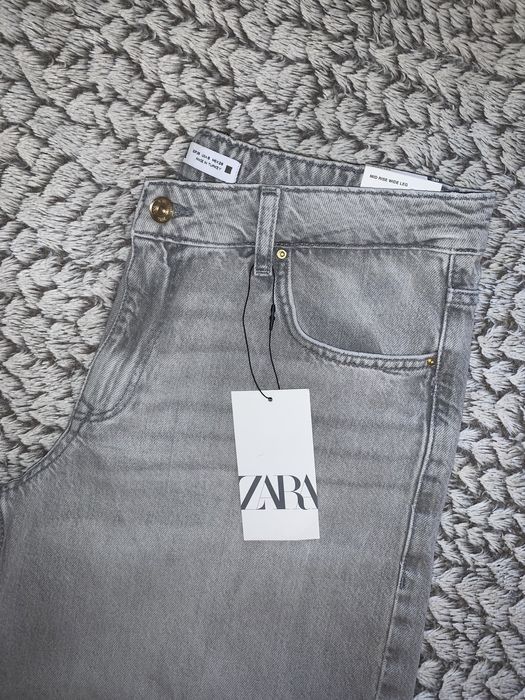 Джинси сірі Zara Z1975 Wide-leg mid-rise вайд лег