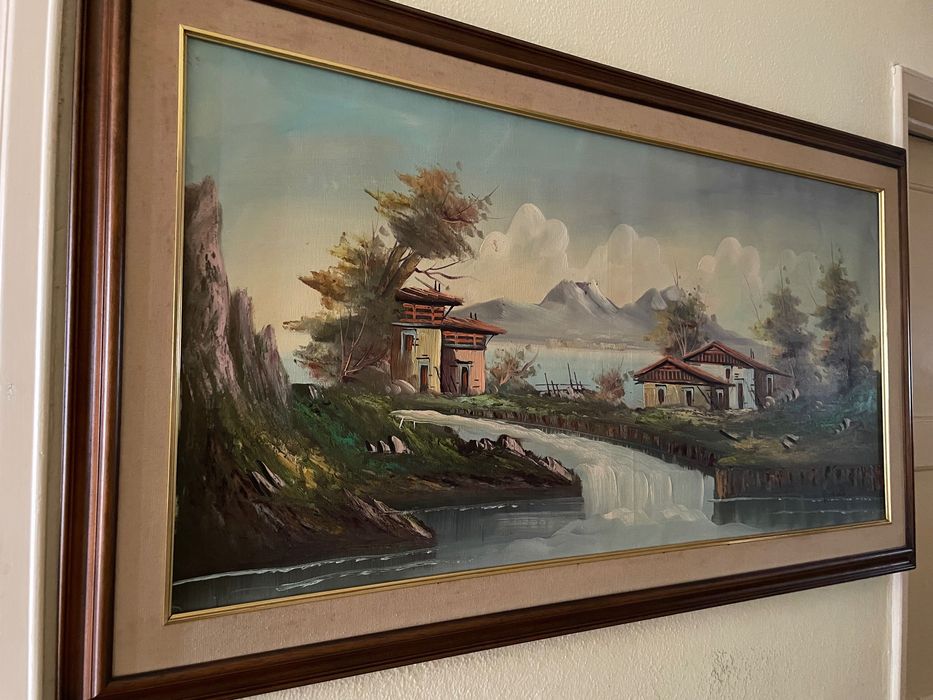 Quadro pintado a mão com mais de um metro de comprimento