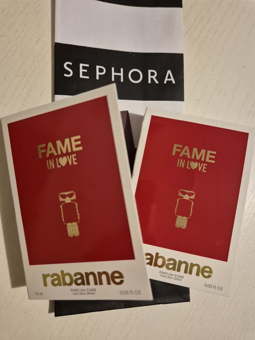 2 sztuki! Nowe! Nowość! PACO RABANNE Fame in Love Parfum Elixir 2 x 1,5 ml zapach słodki z Sephora!