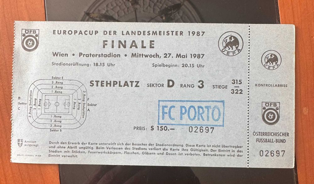 Bilhete final Liga dos Campeões.