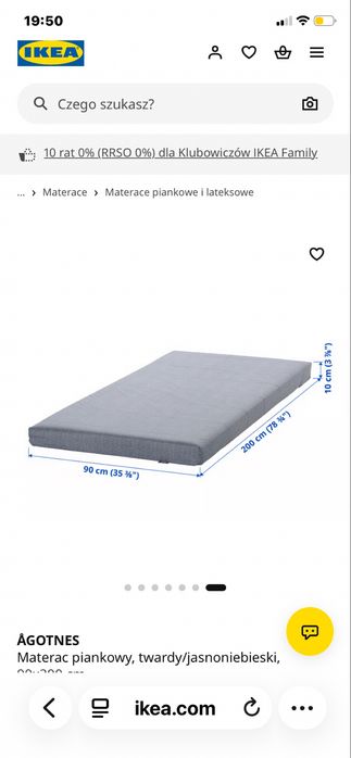 Materac piankowy 90x200