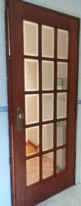 8 Portas de madeira com vidro jateado+fechadura/maçaneta/espelho