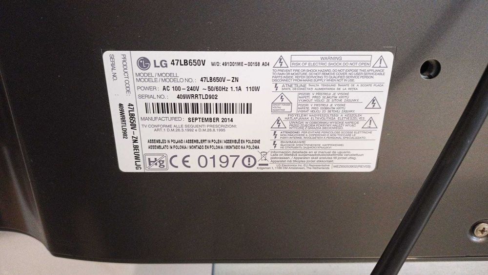 Vendo SMARTtv led LG47LB650V