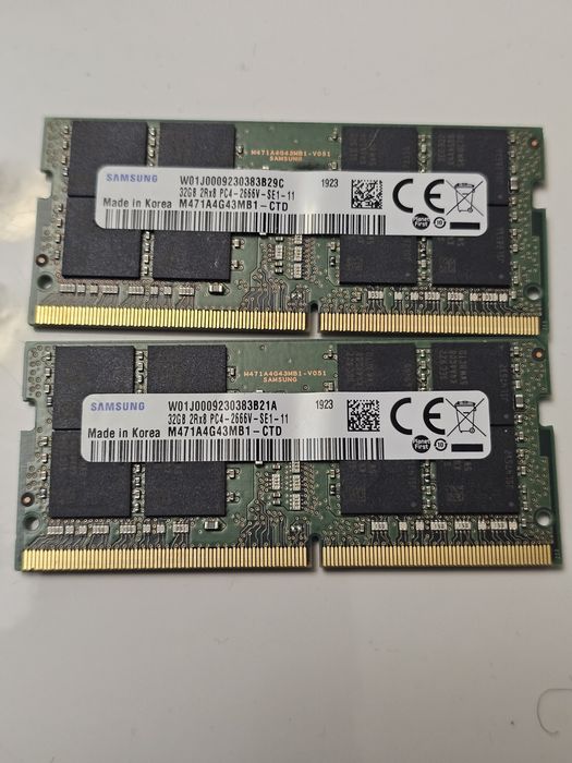 Комплект оперативки DDR4 64Gb / 32Gb X 2 / Samsung 32Gb DDR4 2666Mhz